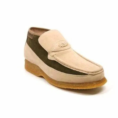 British Walkers Checkers Men's Beige and Green Suede Slip On
