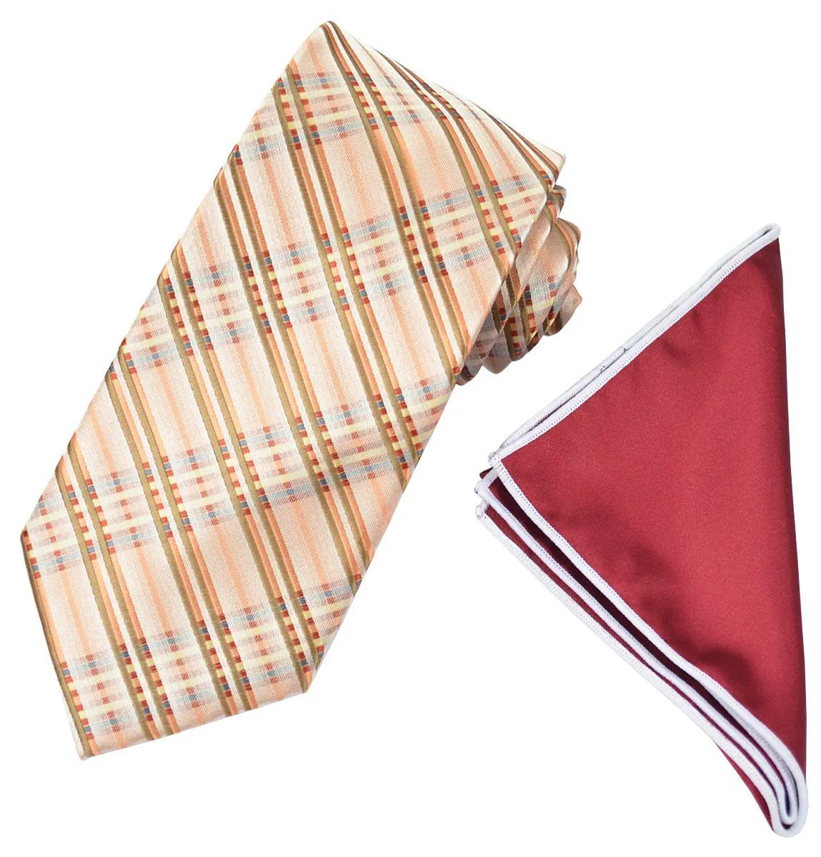 Bronze and Brown Men's Tie and Pocket Square