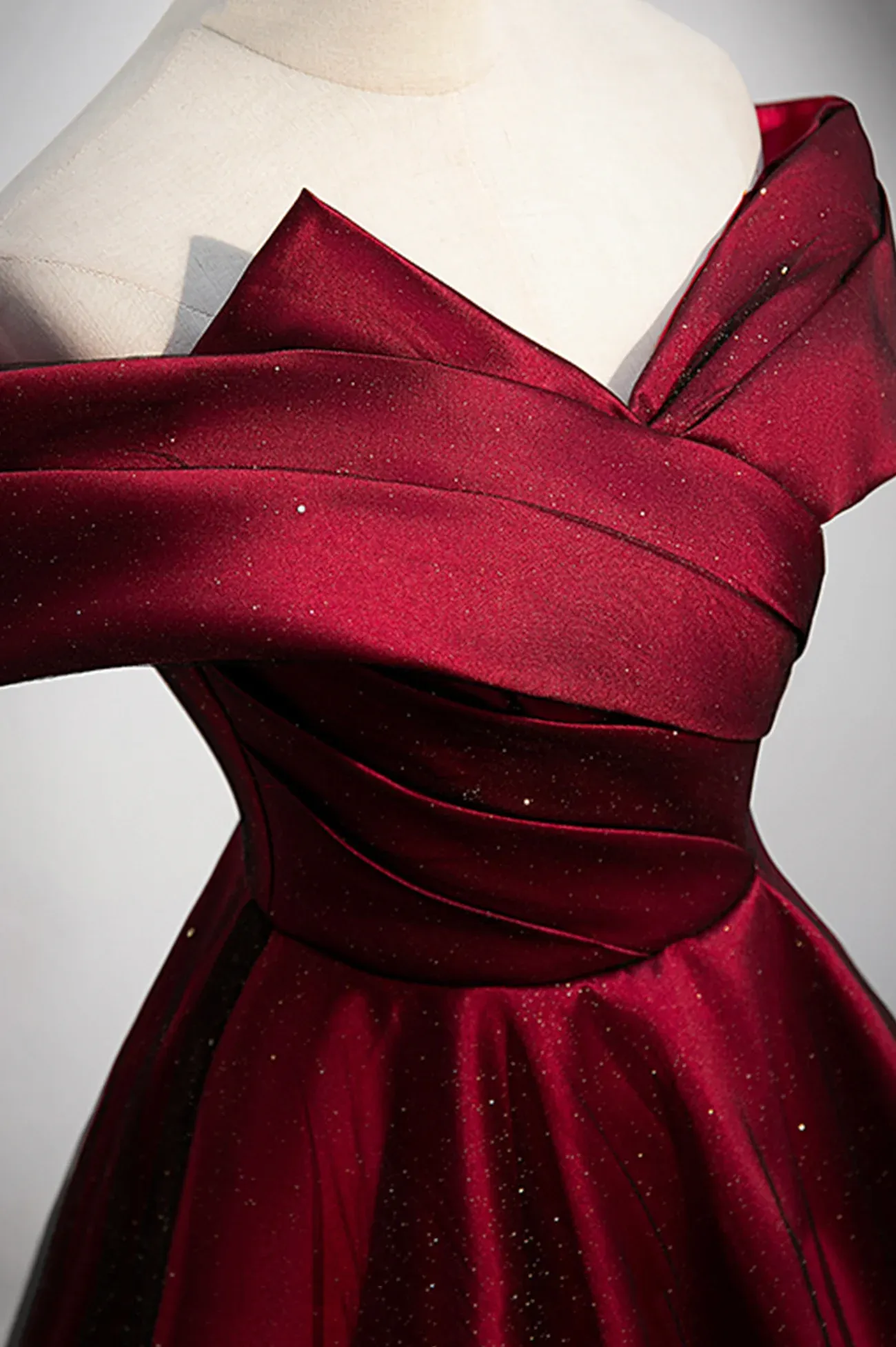 Burgundy Off the Shoulder Prom Dress, A-Line Evening Party Dress Y1665