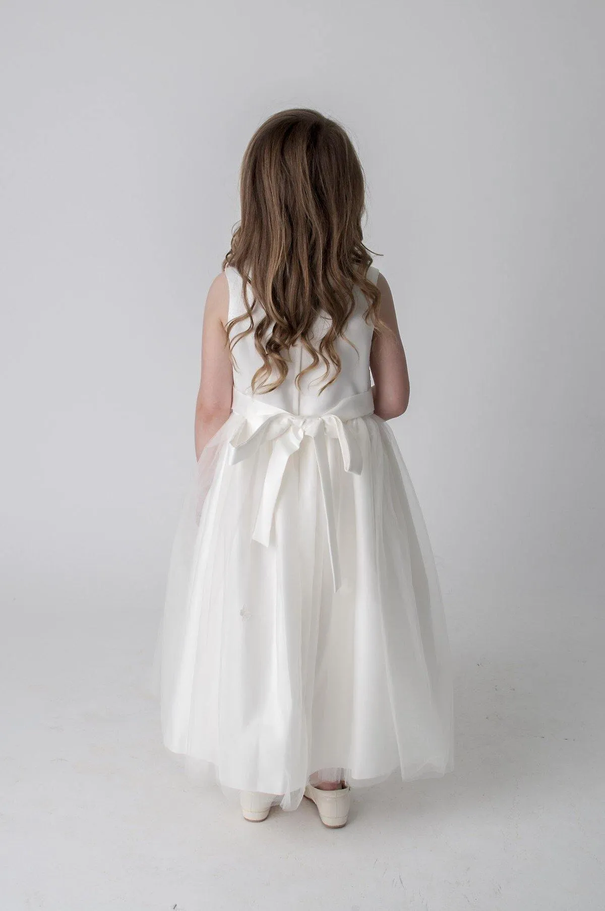 Butterflies Flower Girl Dress - with Petal Bag - Ivory