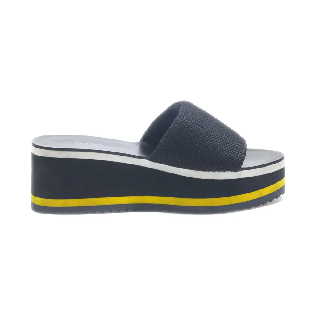 Call It Spring Wedge Sandals Fabric Black Colour For Women