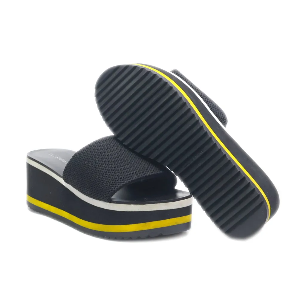 Call It Spring Wedge Sandals Fabric Black Colour For Women