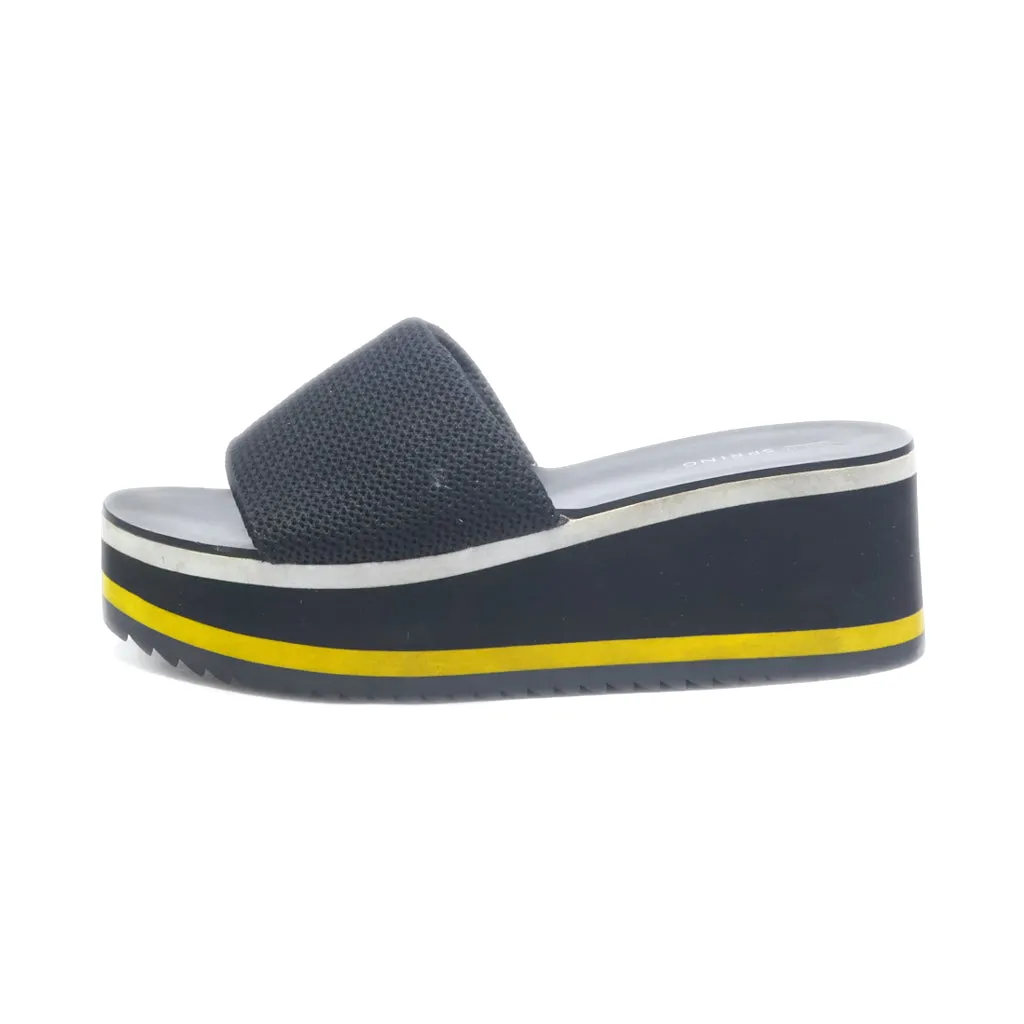 Call It Spring Wedge Sandals Fabric Black Colour For Women