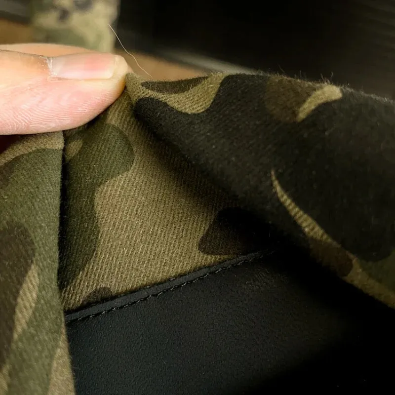Camouflage Denim Super Long Thick Heel Folding Over-the-Knee Knee-High Boots