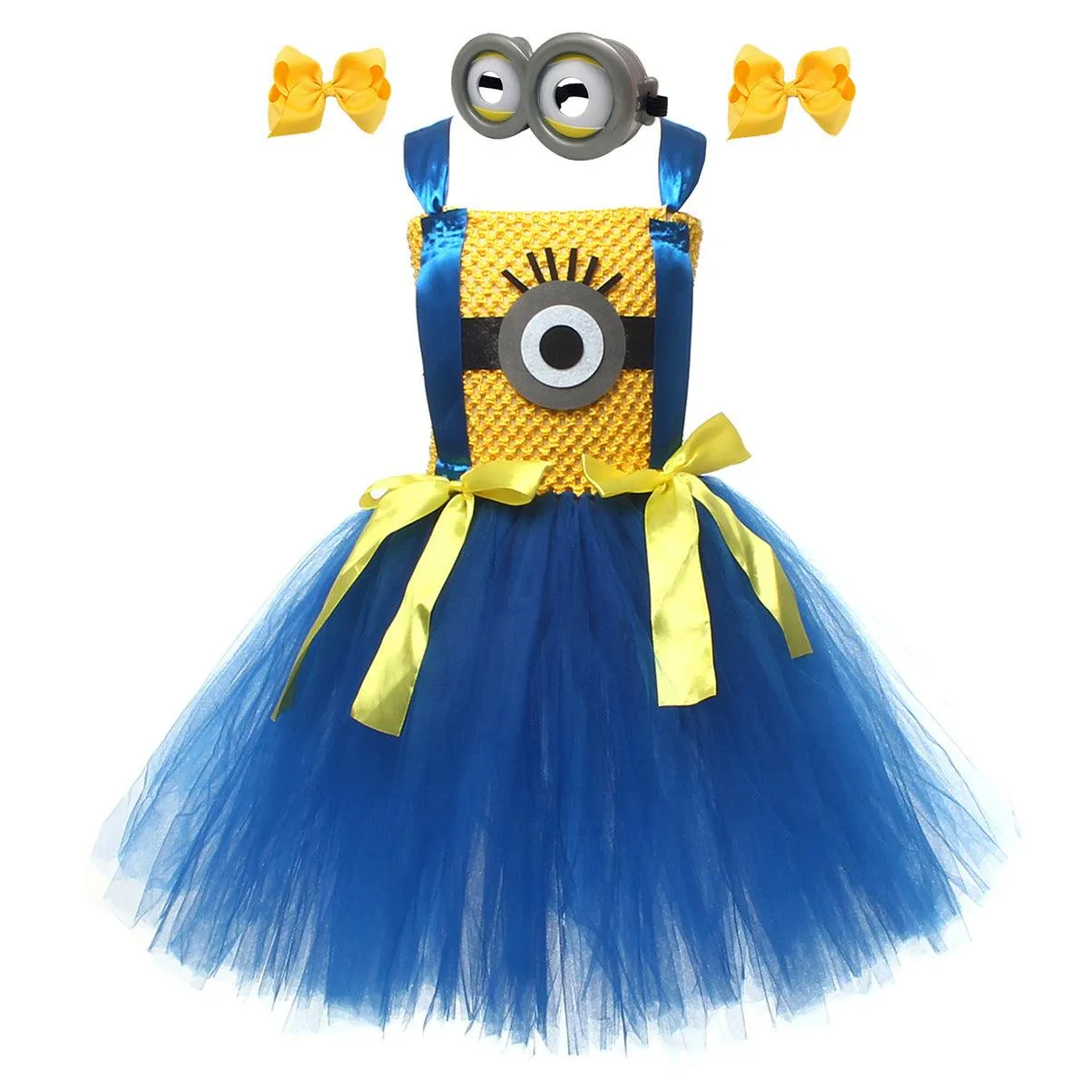 Children's Halloween cosplay movie characters cartoon cute clothing knitted suspender mesh birthday party girl princess dress glasses hair accessories