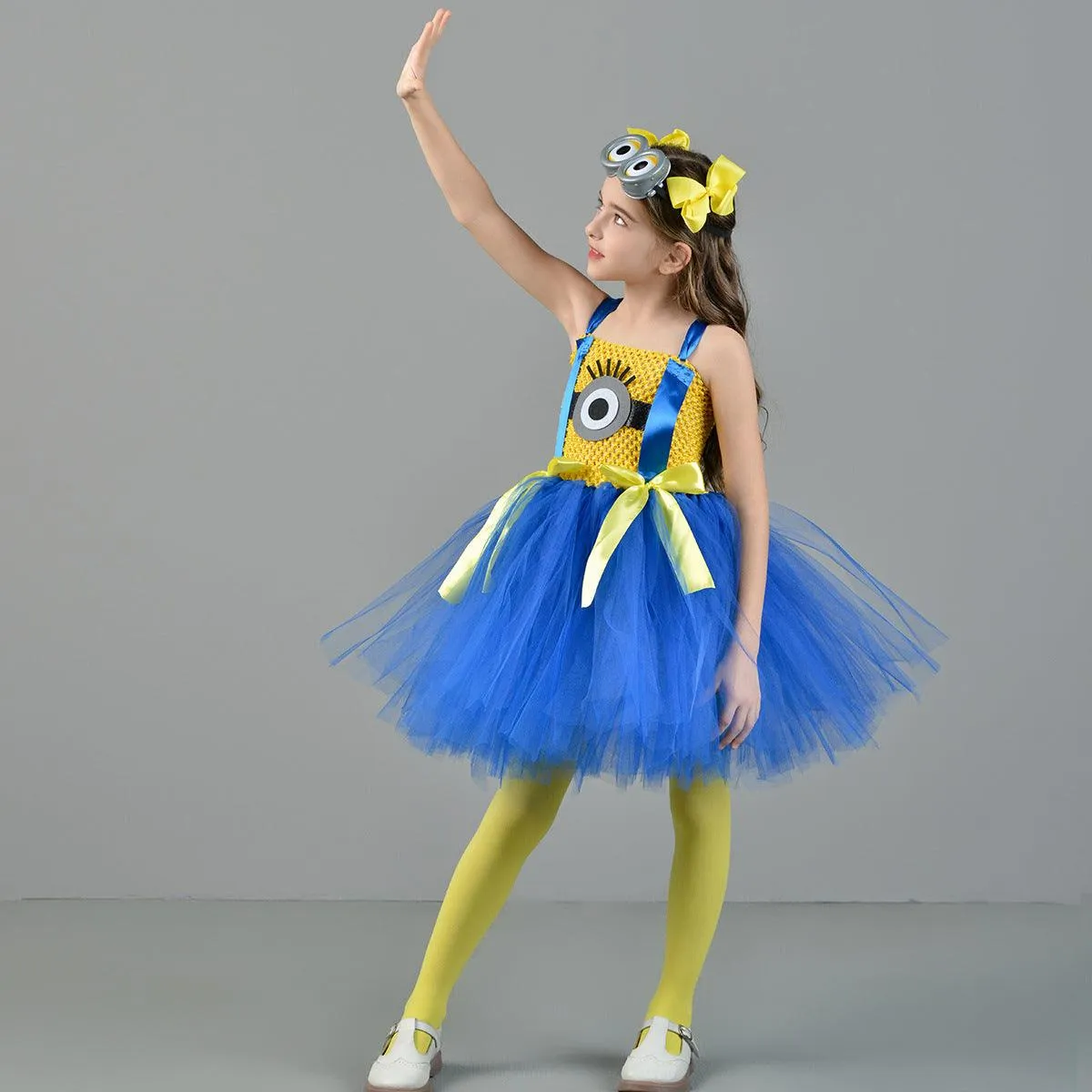 Children's Halloween cosplay movie characters cartoon cute clothing knitted suspender mesh birthday party girl princess dress glasses hair accessories