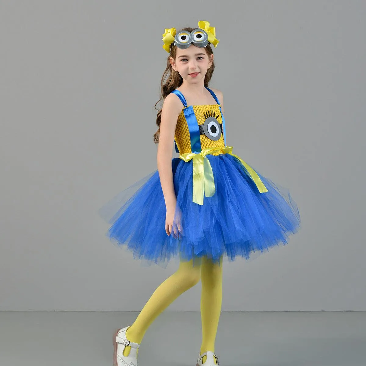 Children's Halloween cosplay movie characters cartoon cute clothing knitted suspender mesh birthday party girl princess dress glasses hair accessories