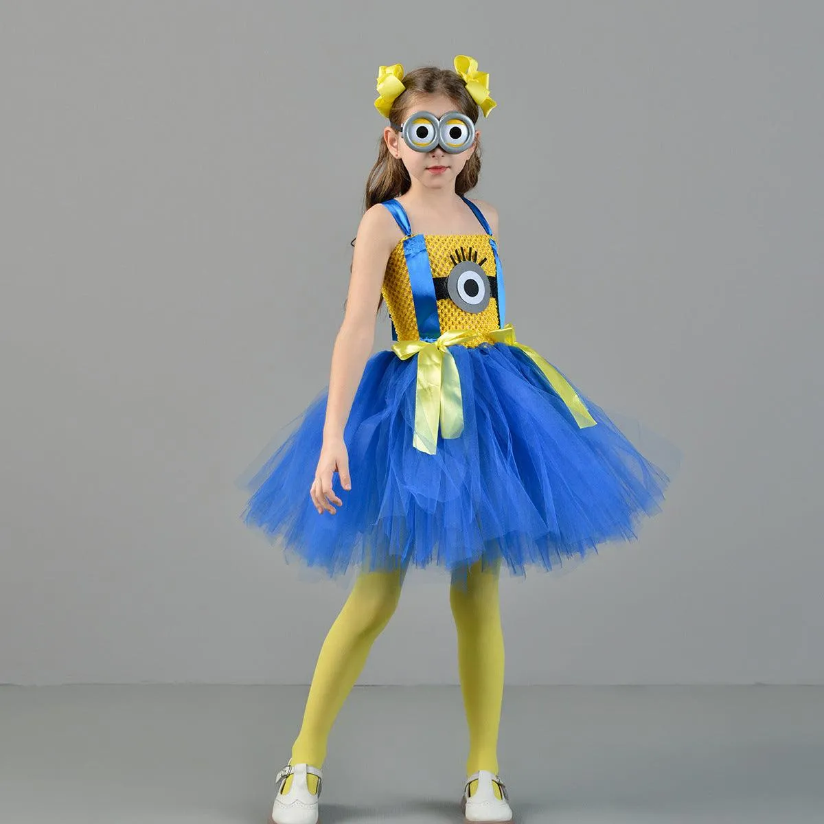 Children's Halloween cosplay movie characters cartoon cute clothing knitted suspender mesh birthday party girl princess dress glasses hair accessories