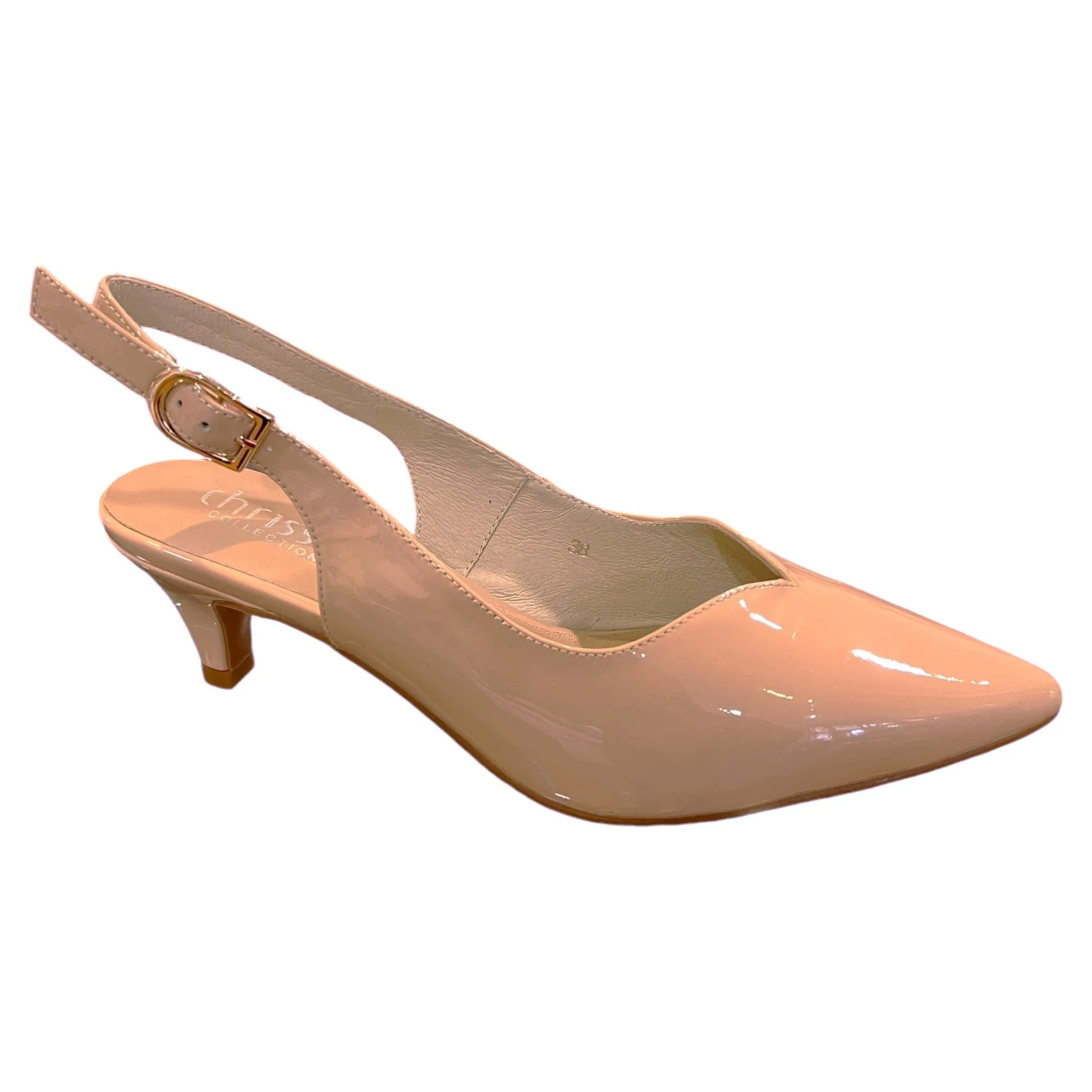 Chrissie DRIVEN Beige Patent Leather - Mid Heels