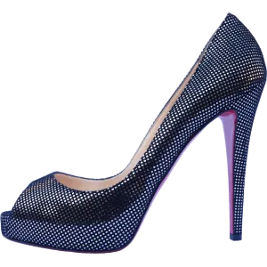 CHRISTIAN LOUBOUTIN METALLIC SUEDE PEEP TOE PUMPS