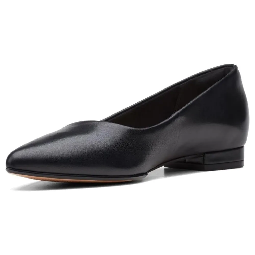 Clarks Laina15 Step Black Leather Flat (Women's)