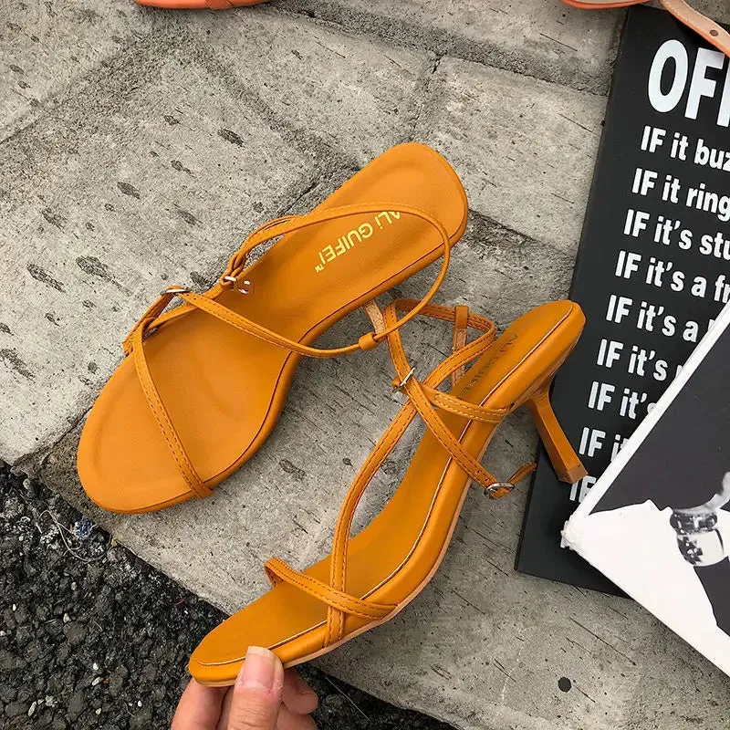 Clip Toe High Heels with Buckle Strap