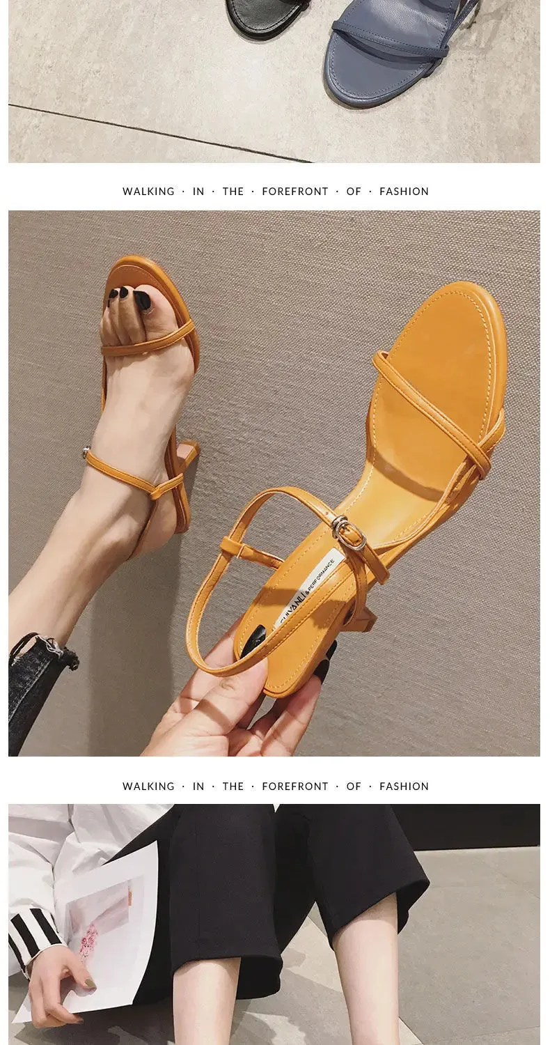 Clip Toe High Heels with Buckle Strap