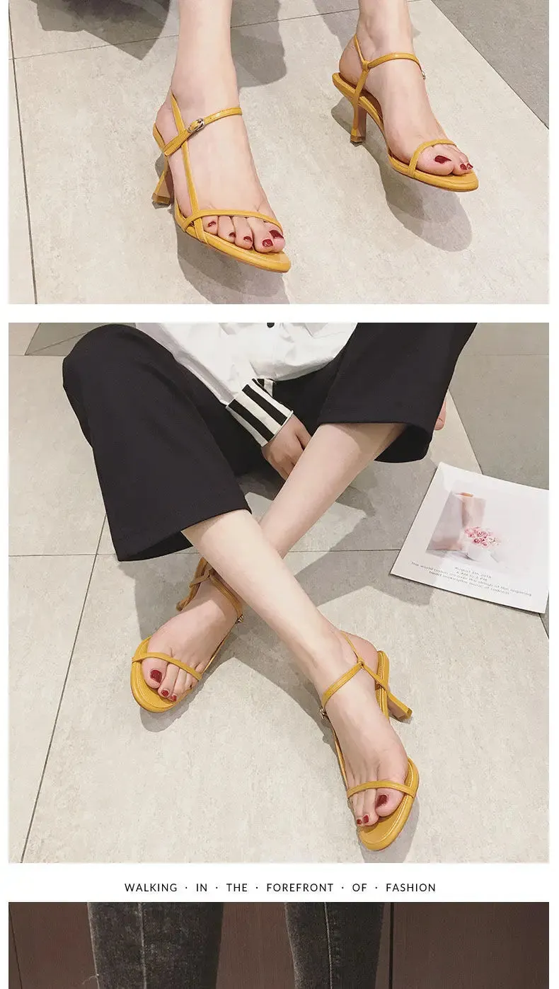 Clip Toe High Heels with Buckle Strap