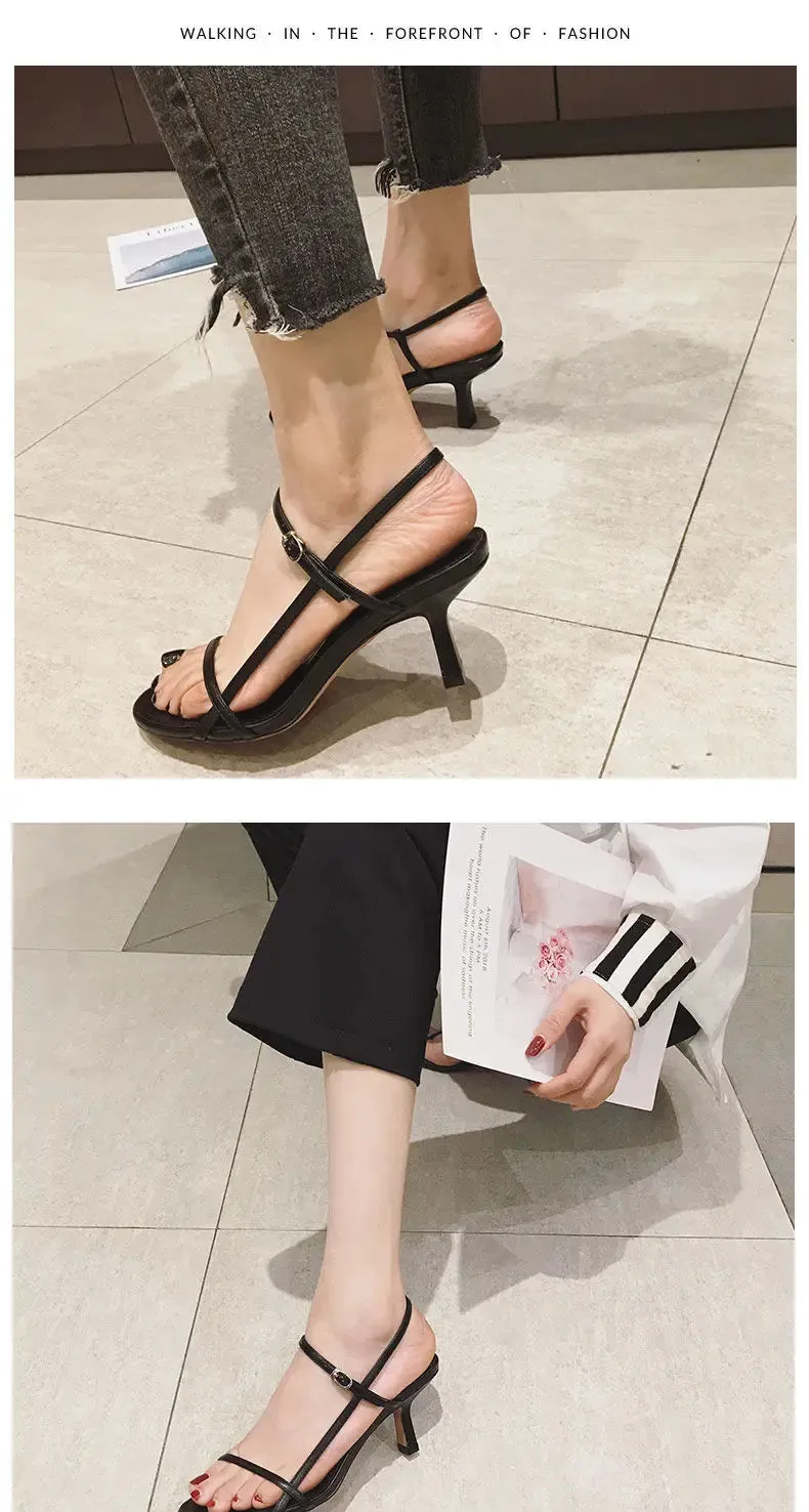 Clip Toe High Heels with Buckle Strap