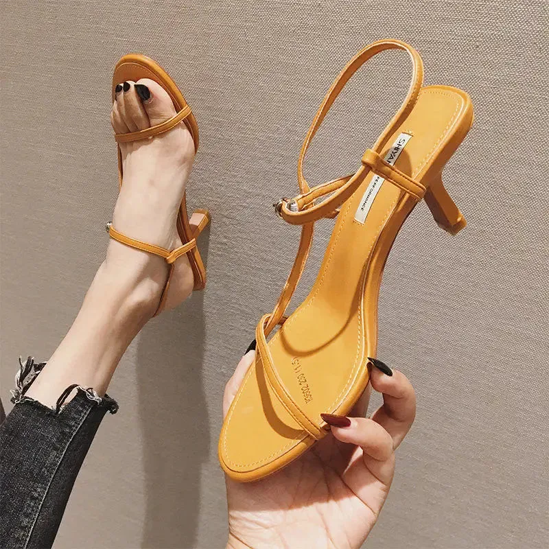 Clip Toe High Heels with Buckle Strap