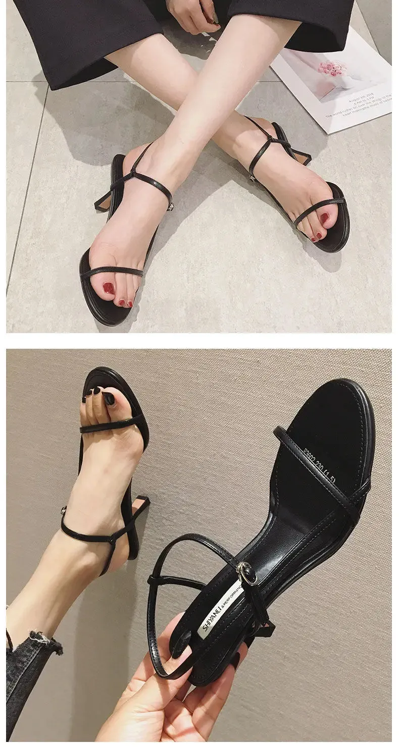 Clip Toe High Heels with Buckle Strap