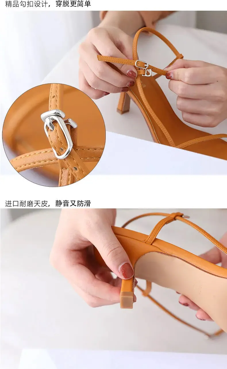 Clip Toe High Heels with Buckle Strap