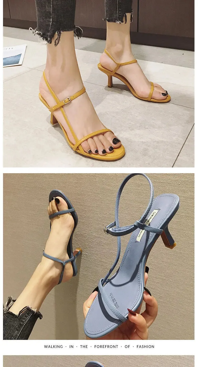 Clip Toe High Heels with Buckle Strap