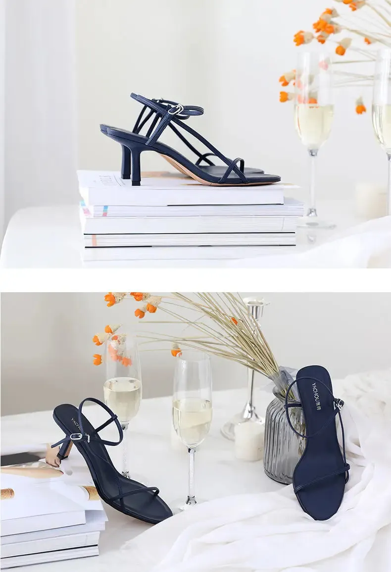 Clip Toe High Heels with Buckle Strap