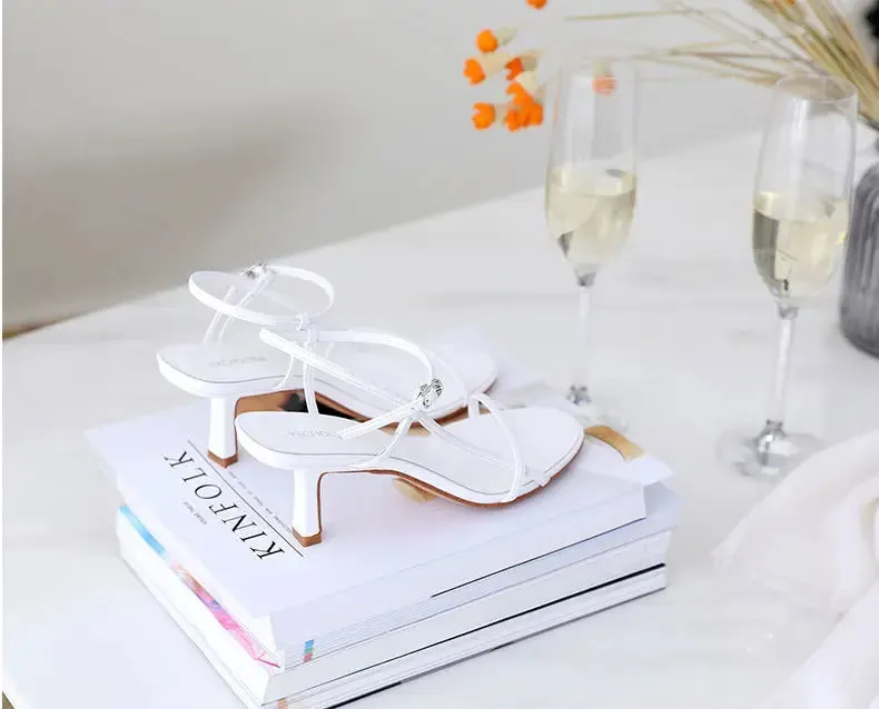 Clip Toe High Heels with Buckle Strap