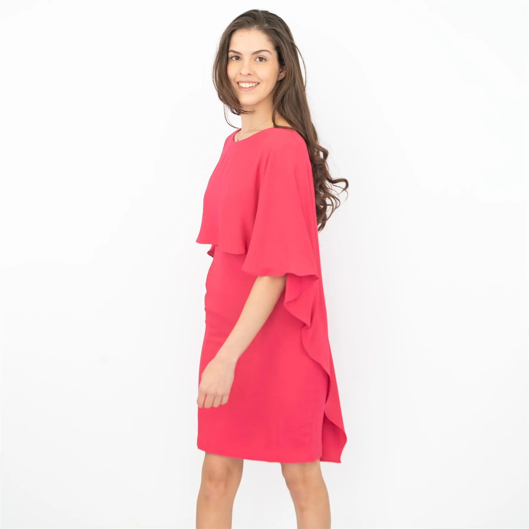Coast Sofia Cape Pink Knee Length Shift Dress