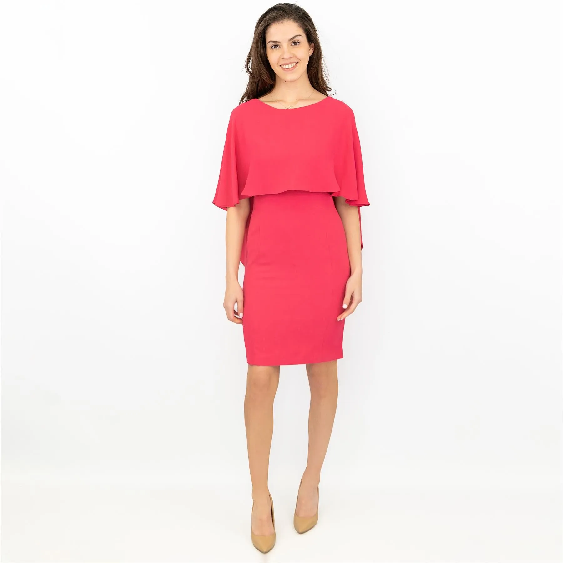 Coast Sofia Cape Pink Knee Length Shift Dress