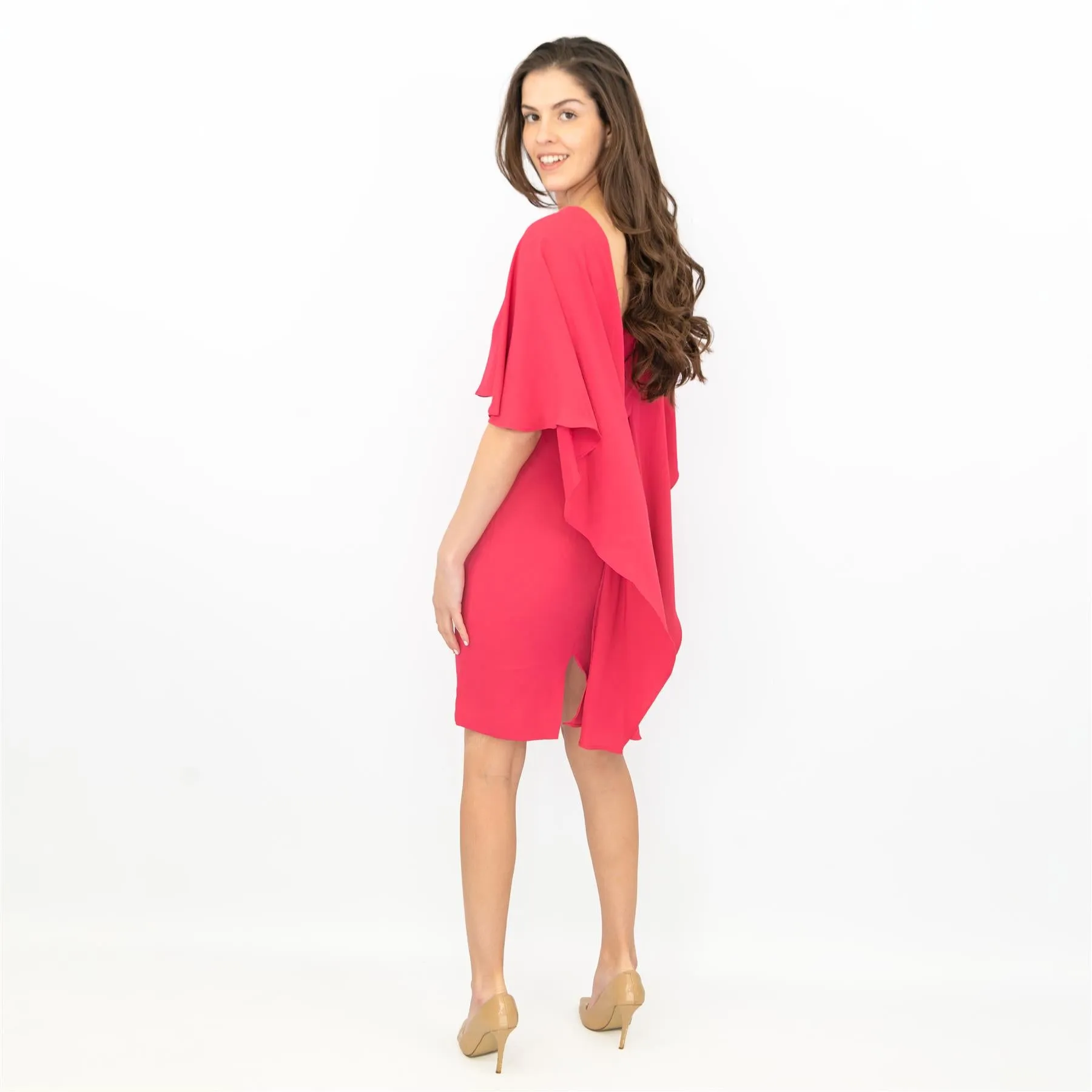 Coast Sofia Cape Pink Knee Length Shift Dress