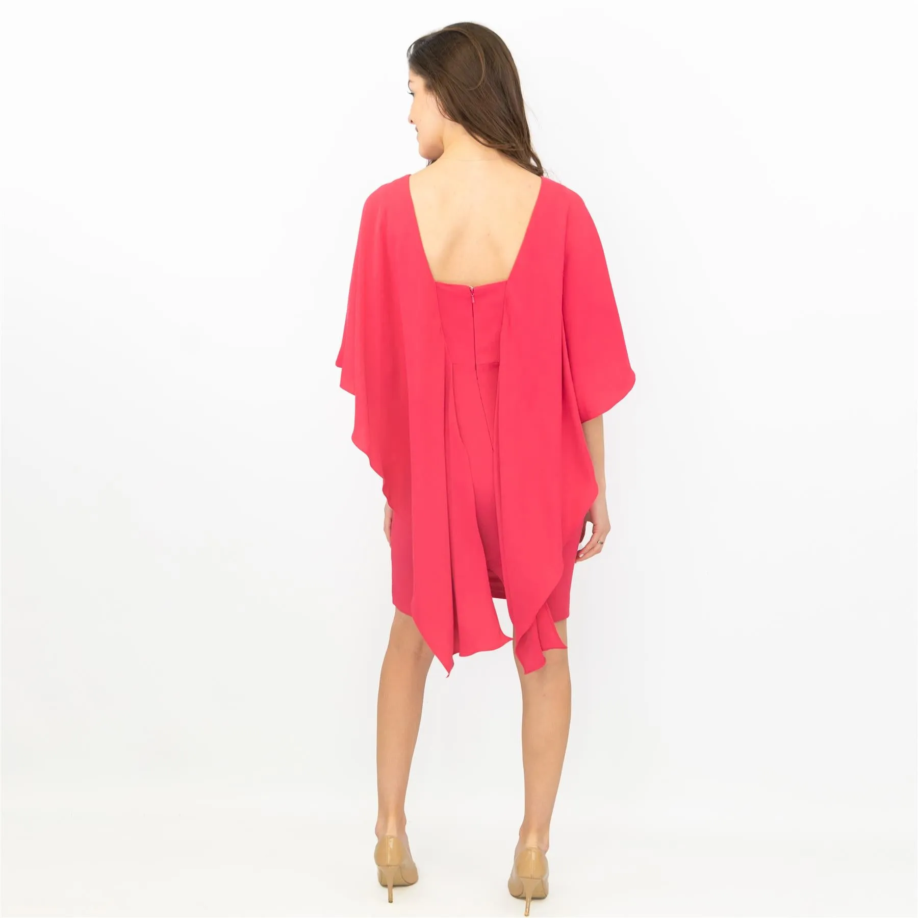 Coast Sofia Cape Pink Knee Length Shift Dress