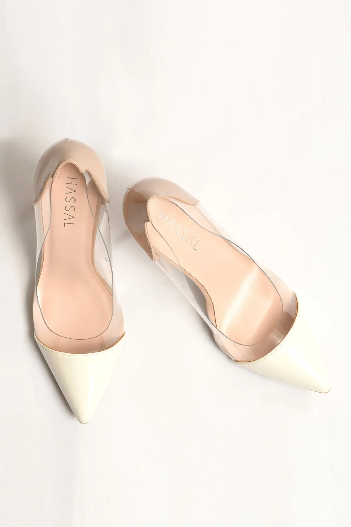 Contrast White PVC Heels