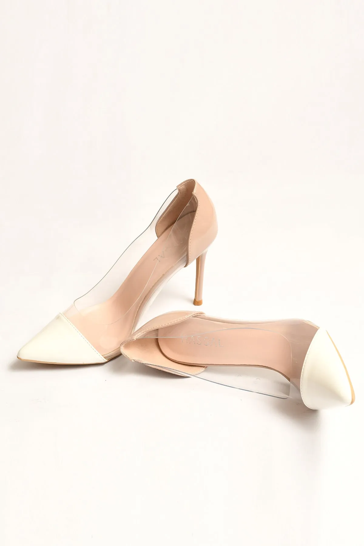 Contrast White PVC Heels