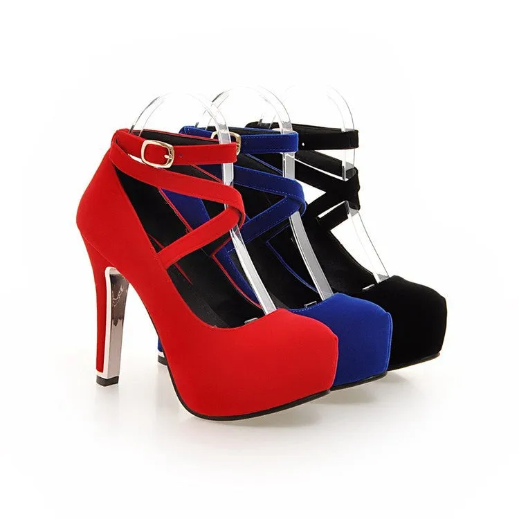 Cross Straps Platform High Heel Shoes Woman 5134