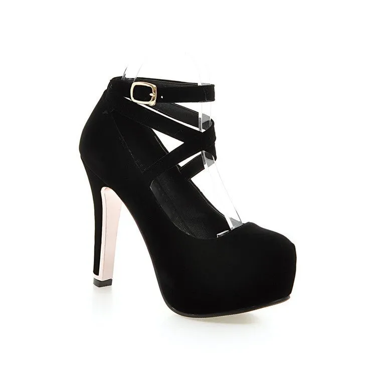 Cross Straps Platform High Heel Shoes Woman 5134