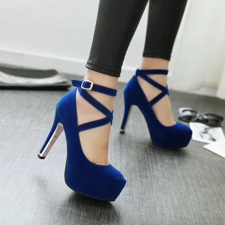 Cross Straps Platform High Heel Shoes Woman 5134