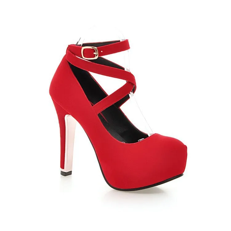 Cross Straps Platform High Heel Shoes Woman 5134