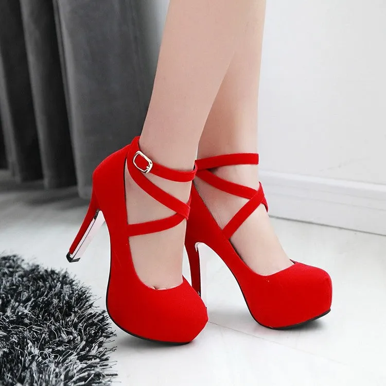 Cross Straps Platform High Heel Shoes Woman 5134