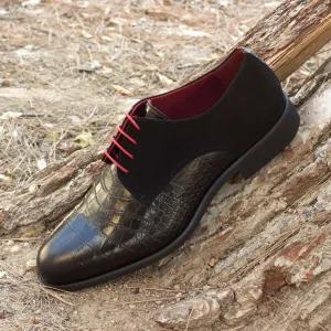 Derby-Kid Suede, Painted Croco, Black-Wholesale