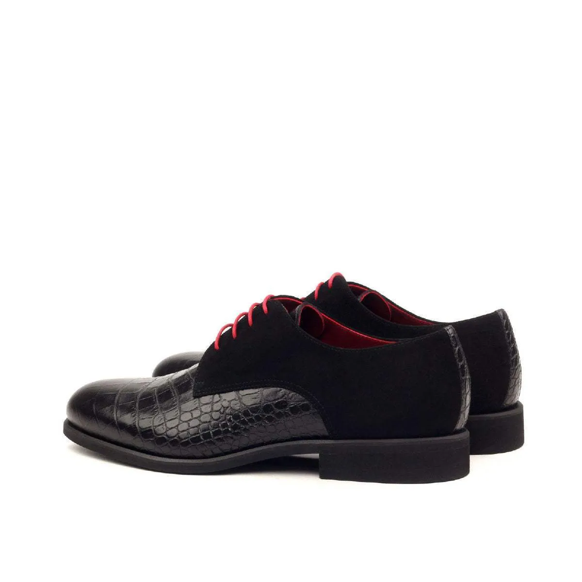 Derby-Kid Suede, Painted Croco, Black-Wholesale