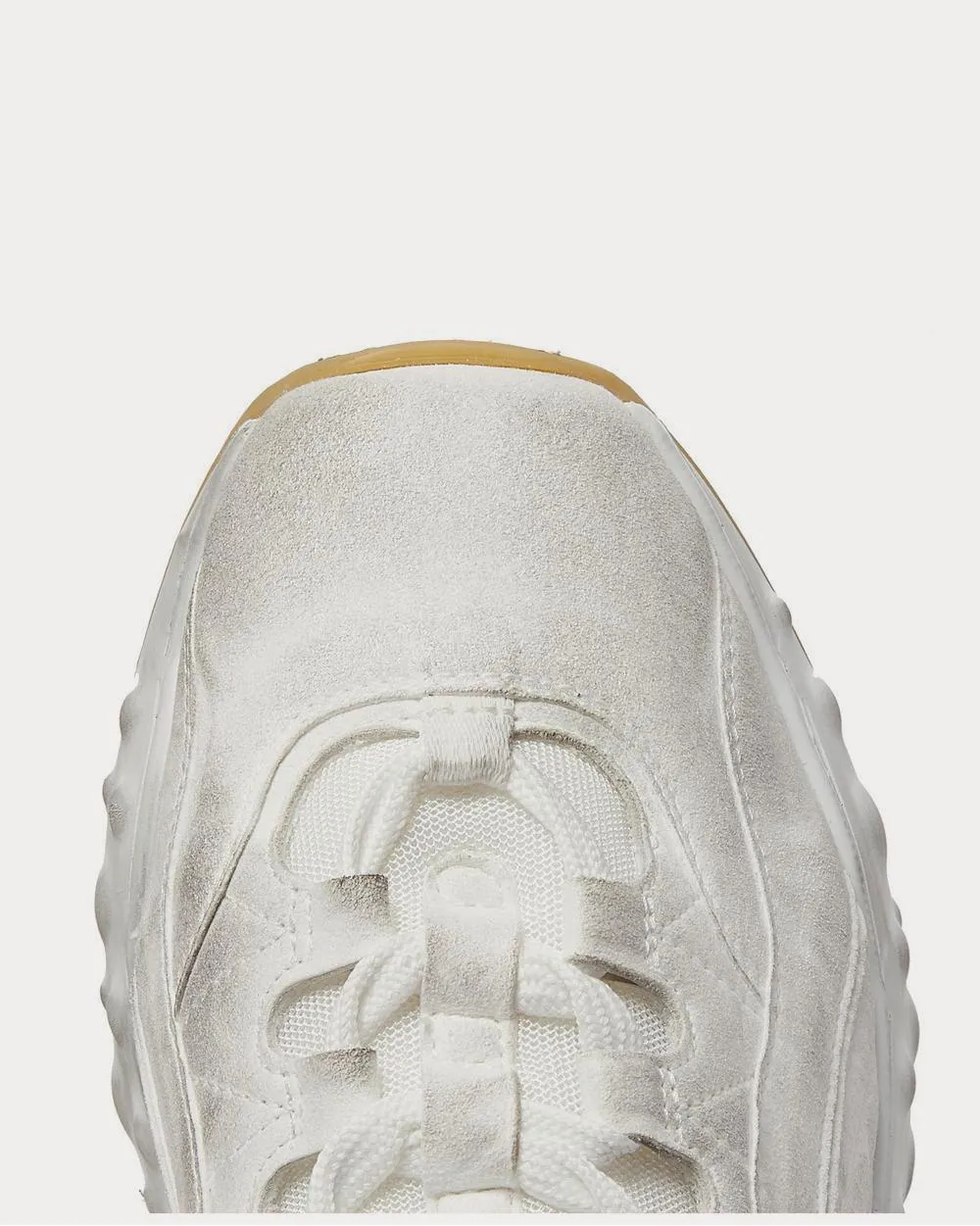 Distressed Suede  White low top sneakers