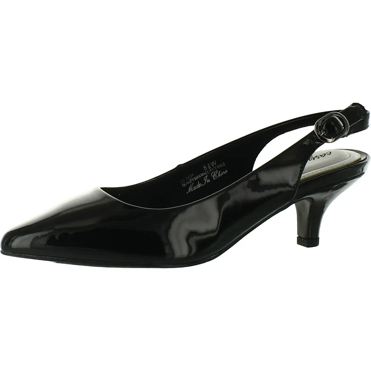 Easy Street Womens Faye Buckle Pointed toe Kitten Heels