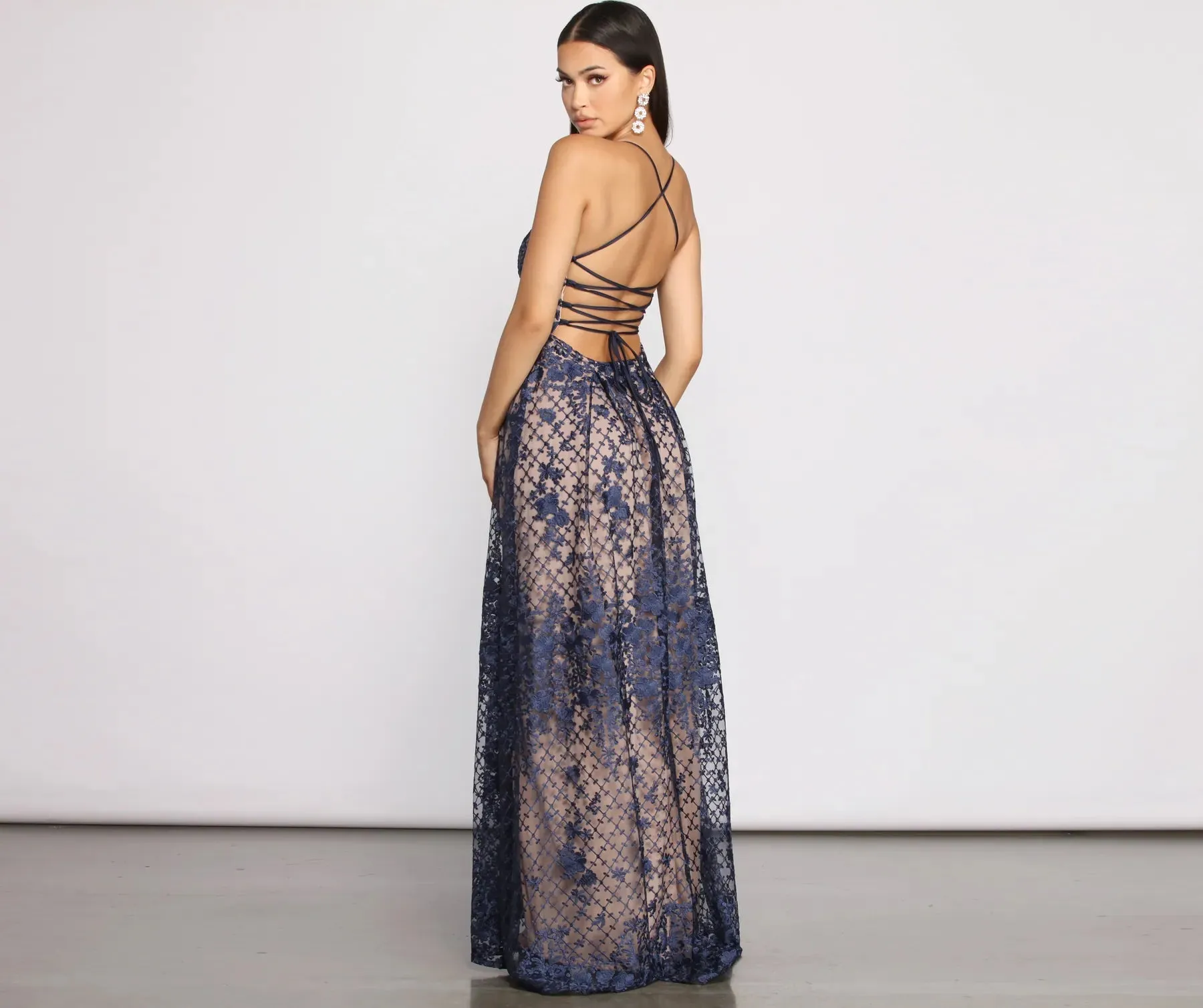 Emersyn Floral Embroidered Pleated Ball Gown