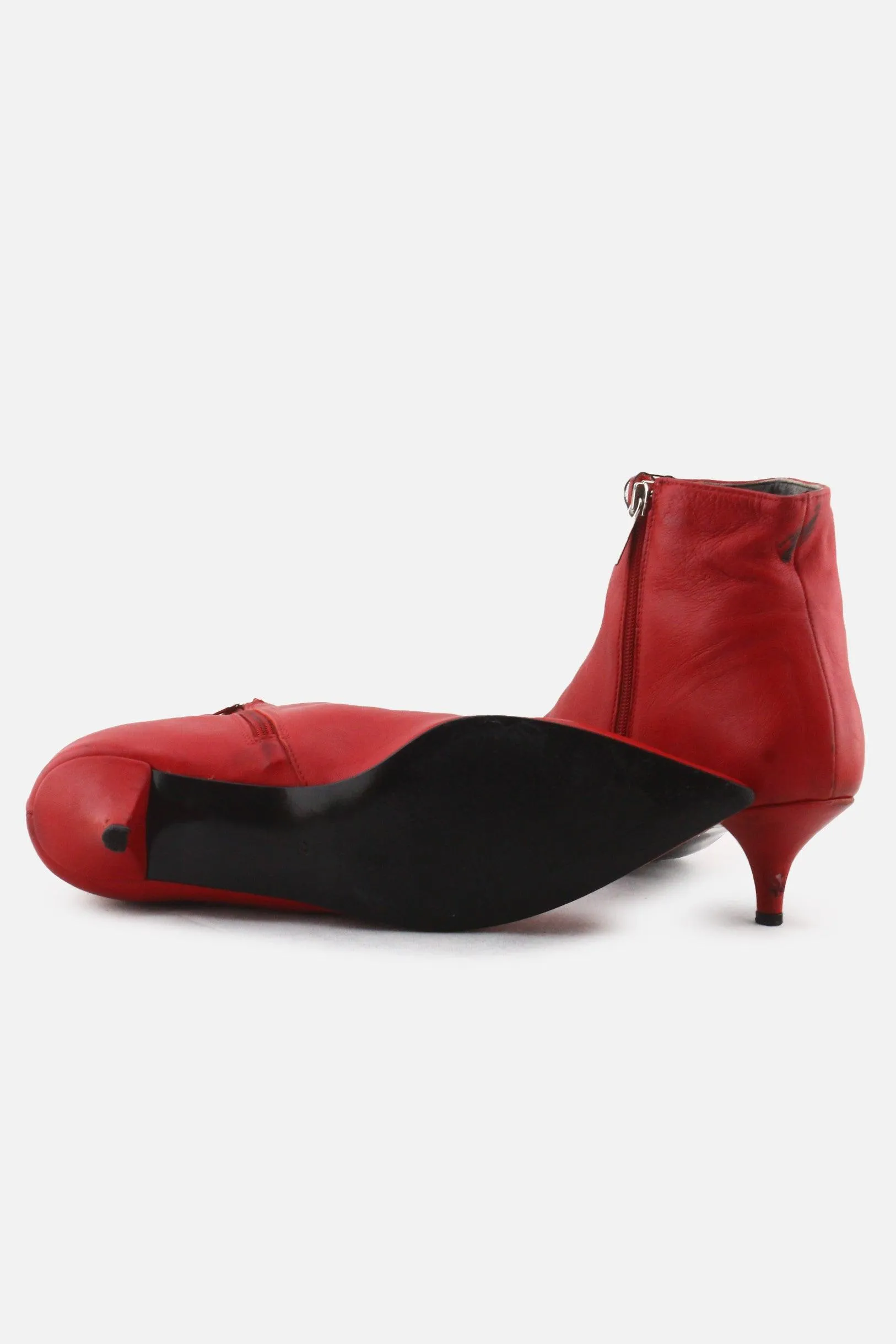 European Brand Zipper Kitten Heels Ankle Boots | 100% Authentic Leather