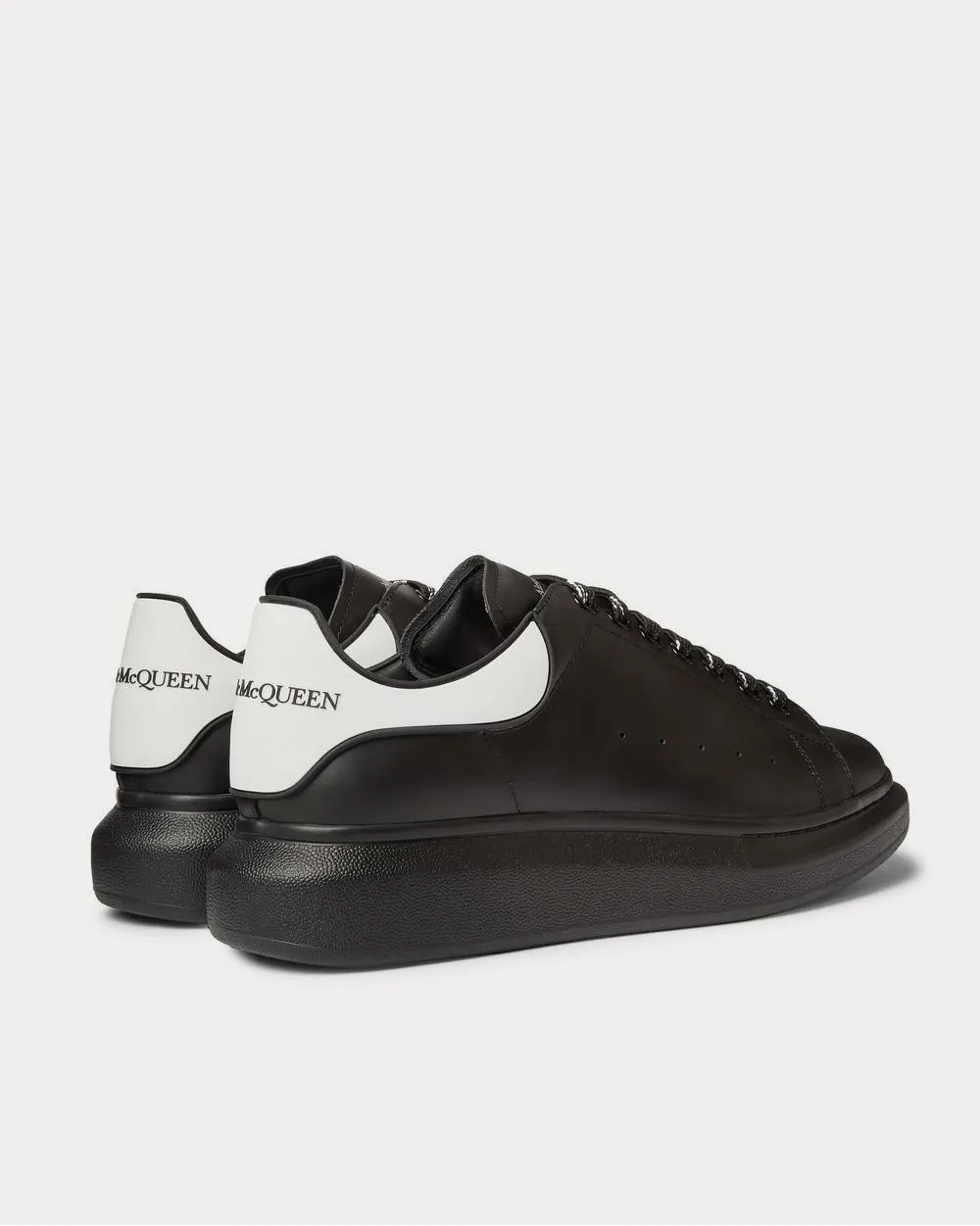 Exaggerated-Sole Rubber-Trimmed Leather  Black low top sneakers