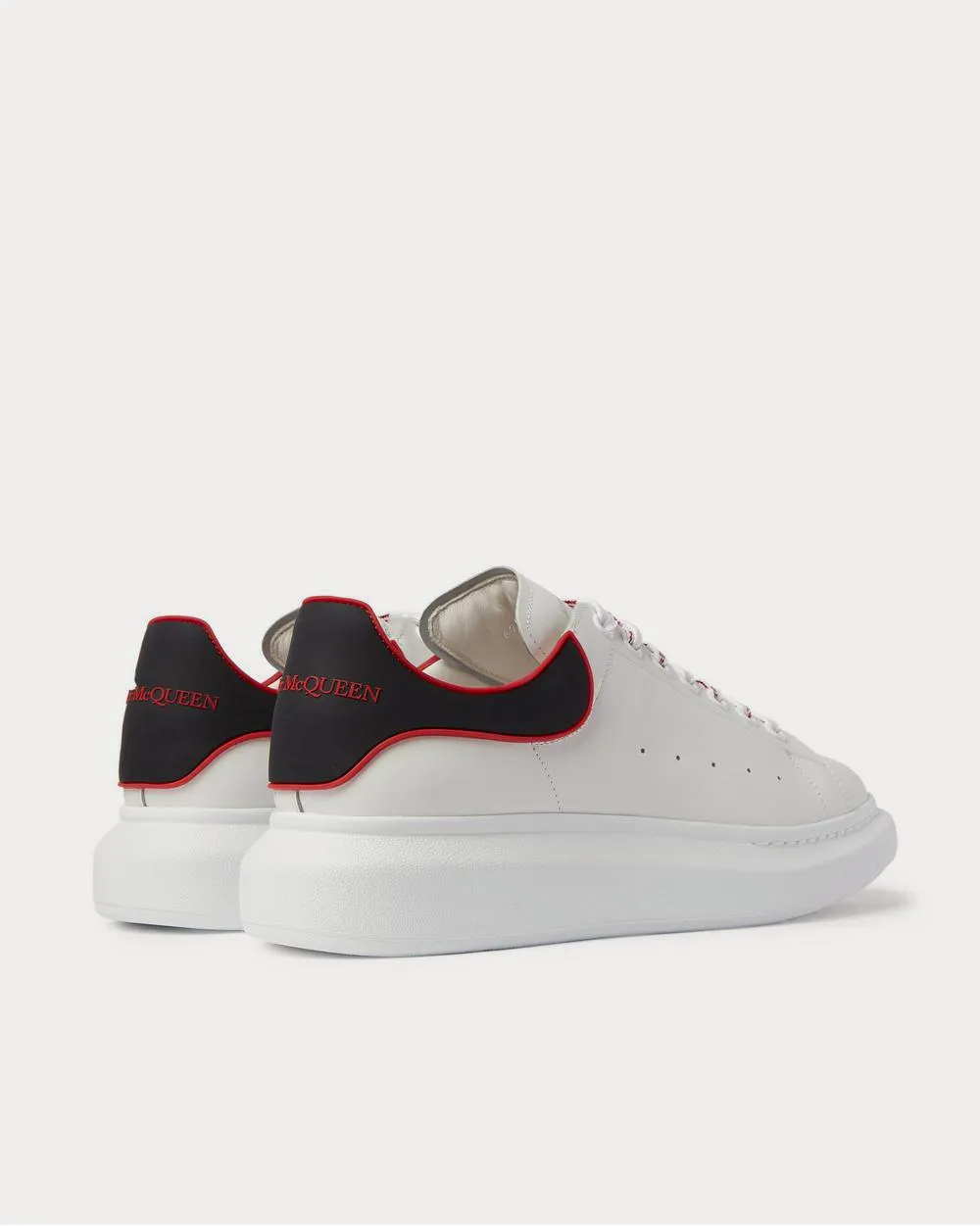 Exaggerated-Sole Rubber-Trimmed Leather  White low top sneakers