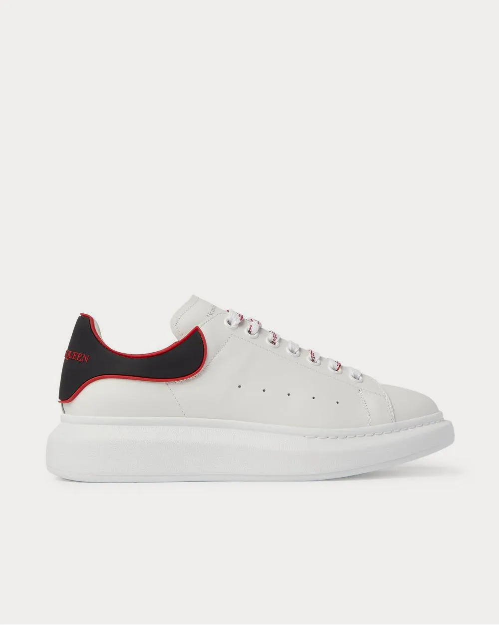 Exaggerated-Sole Rubber-Trimmed Leather  White low top sneakers