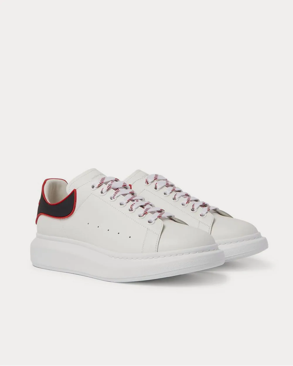 Exaggerated-Sole Rubber-Trimmed Leather  White low top sneakers
