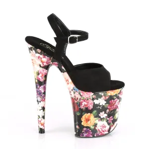 FLAMINGO-809WR Black & Multi Colour Ankle Peep Toe High Heel