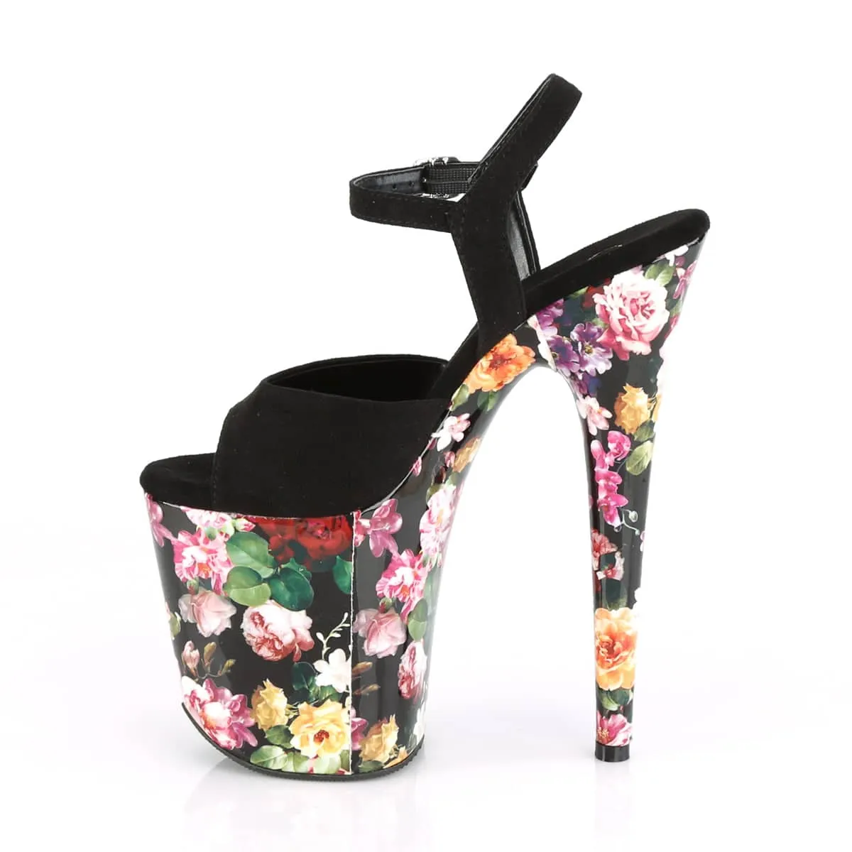 FLAMINGO-809WR Black & Multi Colour Ankle Peep Toe High Heel