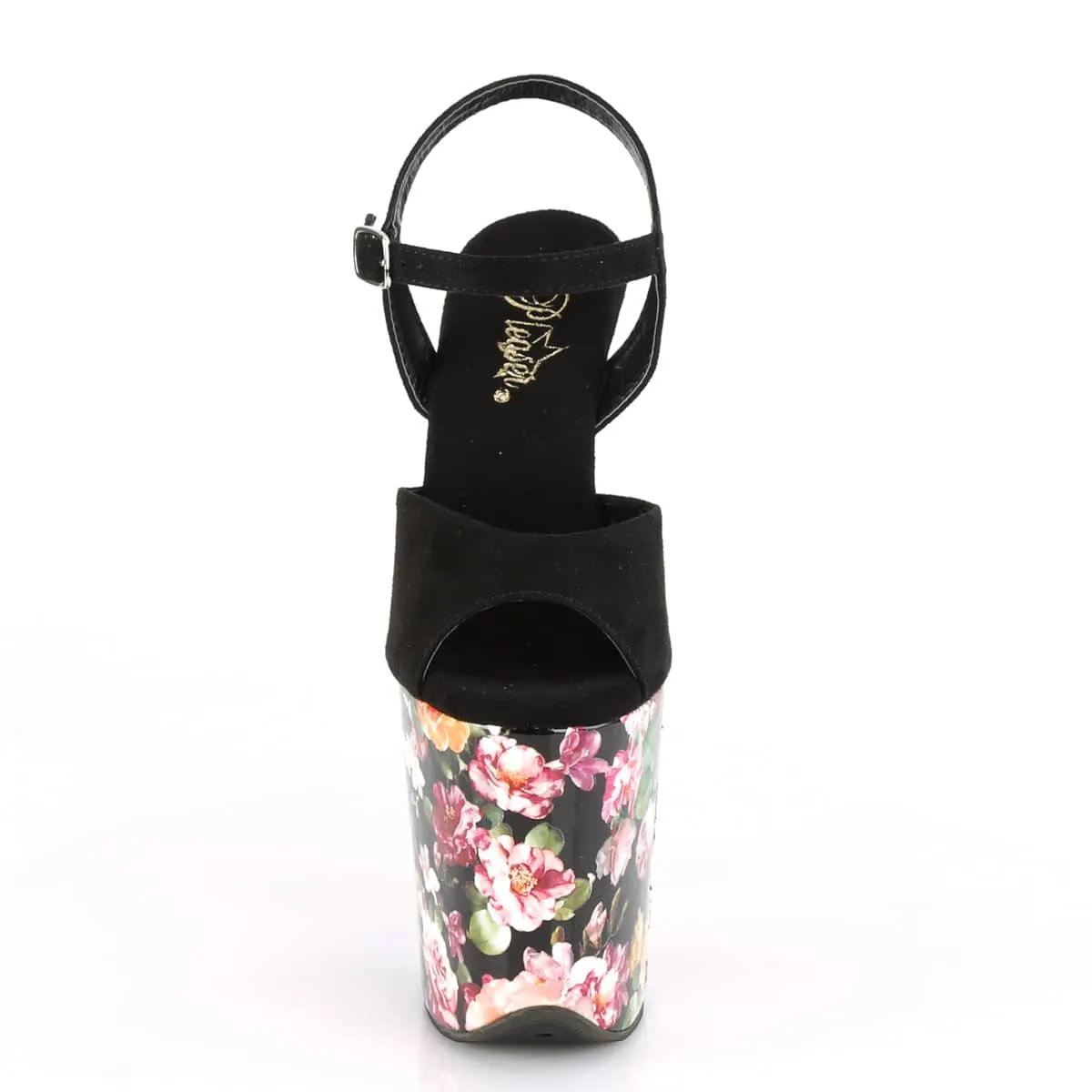 FLAMINGO-809WR Black & Multi Colour Ankle Peep Toe High Heel