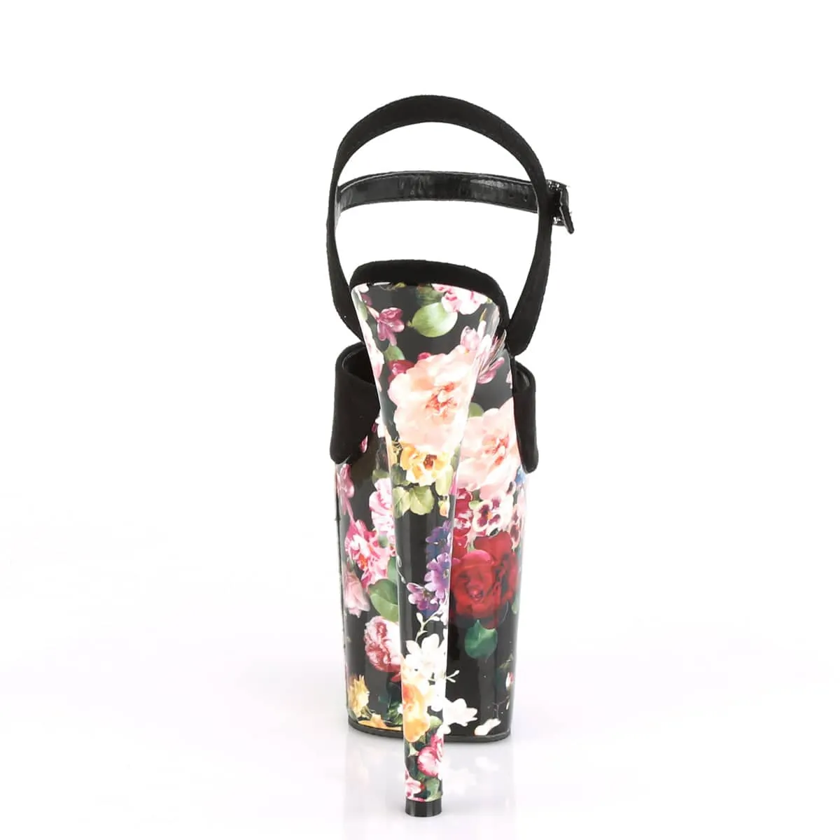FLAMINGO-809WR Black & Multi Colour Ankle Peep Toe High Heel
